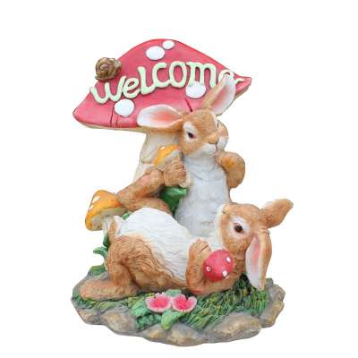 Resin garden welcome rabbit bunny statue