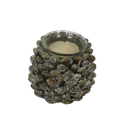 Custom christmas artificial resin pine cone tealight candle holder