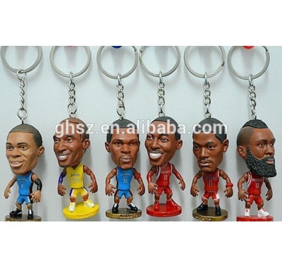 Guo hao custom NBA figures pvc plastic keychain for decoration