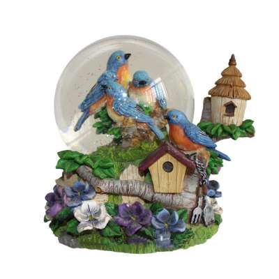 Collectibles snow globe Resin Blue Robin birds figurines accessories