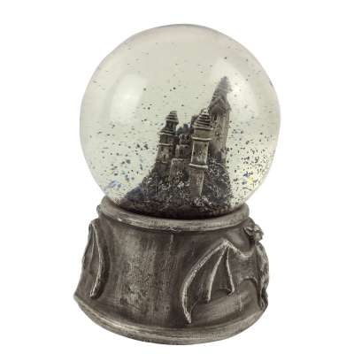 Custom Halloween theme antique building bat snow globe